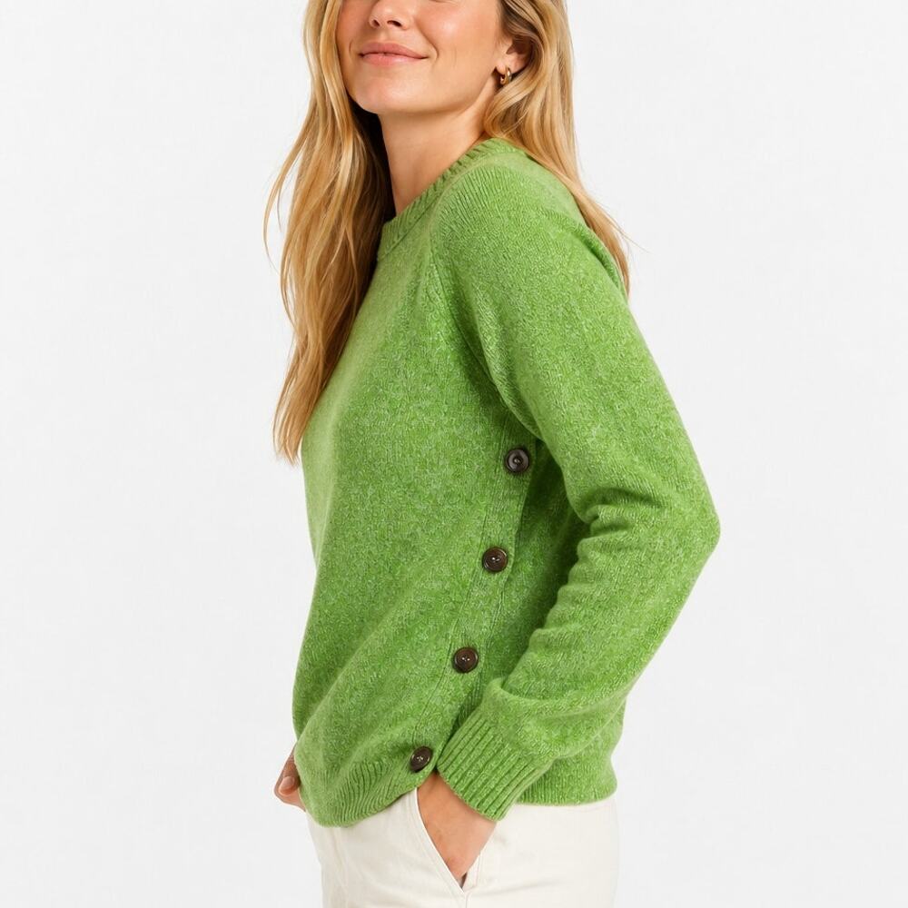 J. Crew Pure Brushed Lambswool Cropped Crewneck Sweater Green Size M